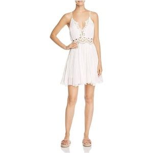 Free People white lace eyelet mini dress sz M